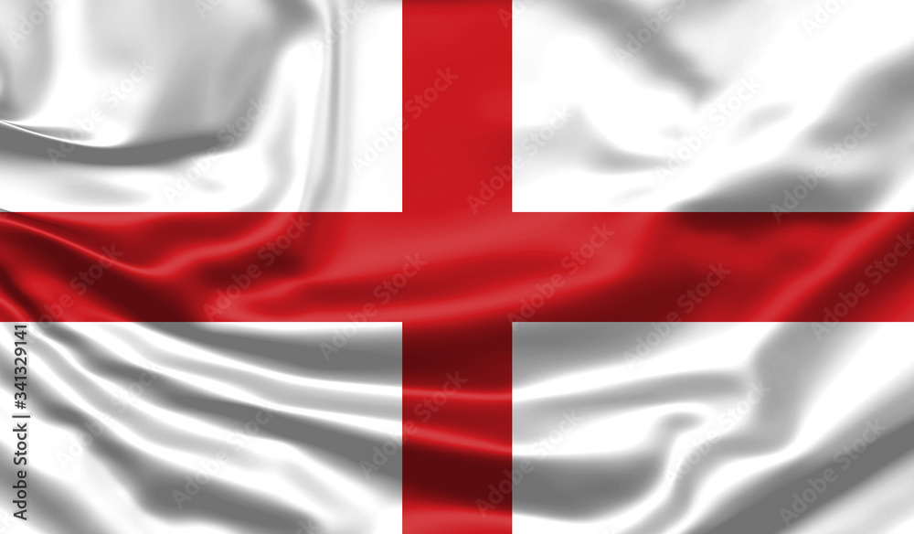 Realistic flag. England flag blowing in the wind. Background silk texture. 3d illustration. Realistic flag. England flag blowing in the wind. Background silk texture. 3d illustration.
