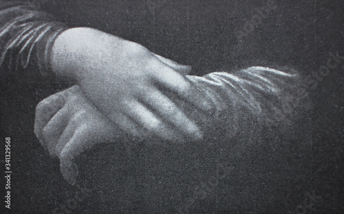 The hands of Gioconda (detail) by Leonardo da Vinci in the vintage book Leonardo da Vinci by A.L. Volynskiy, St. Petersburg, 1899 photo