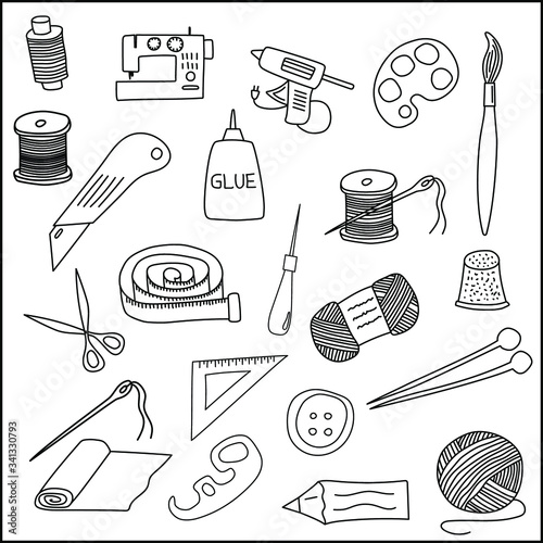 Handmade set doodle. Vector illustartion isolated on white