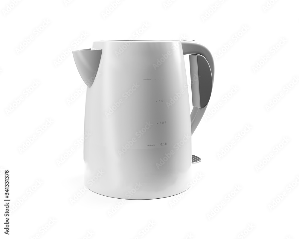 Electric Kettle with Temperature Control, retro design. 3D rendering isolated on white background Electric Kettle with Temperature Control, retro design. 3D rendering isolated on white background