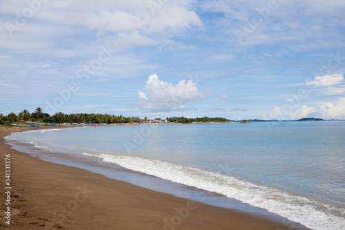 Sea coast with a sandy beach. Caramoan Islands, Philippines. photo