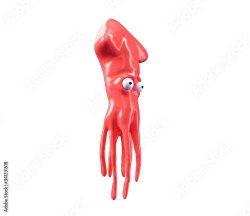 Squid Animal Isolated. 3D rendering photo