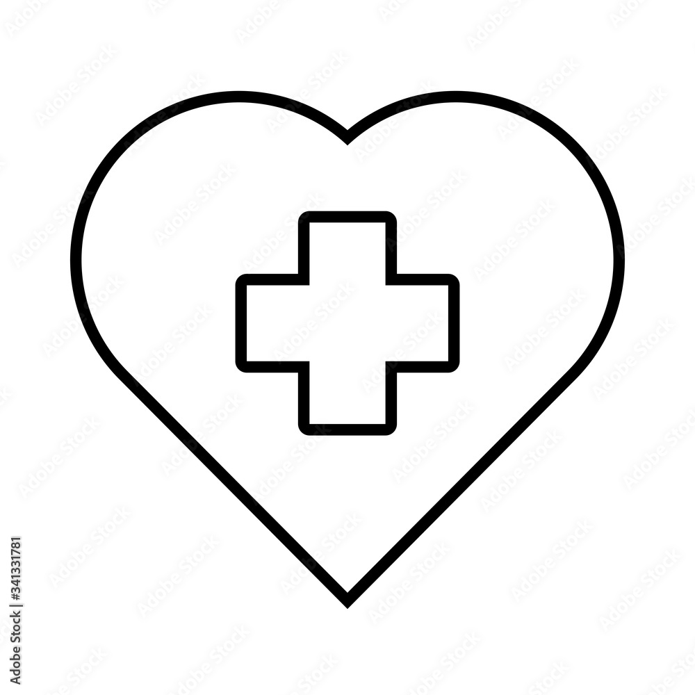 heart with cross solidarity line style heart with cross solidarity line style