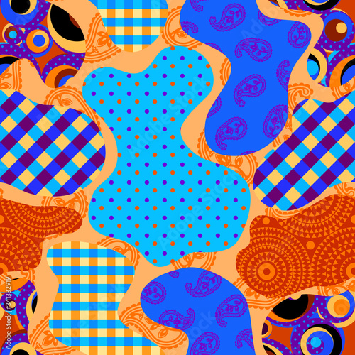 Patchwork textile pattern. Seamless quilting design background.