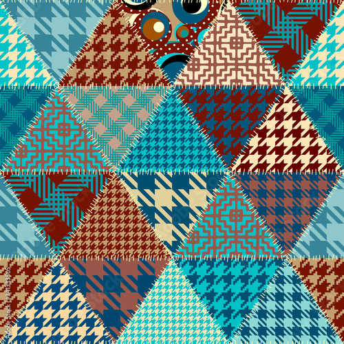 Patchwork textile pattern. Seamless quilting design background.