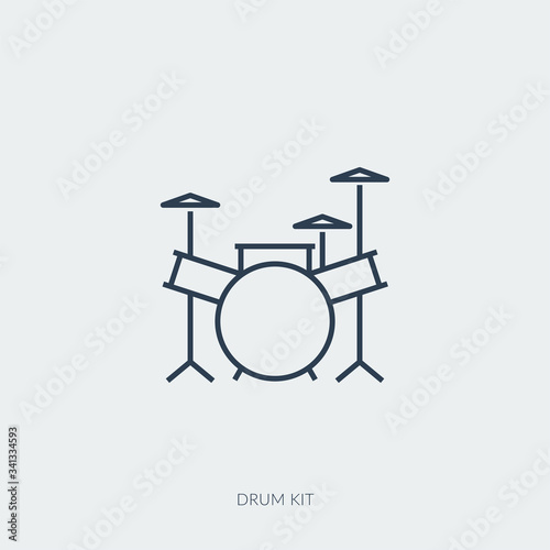Vector outline icon of music - drum kit