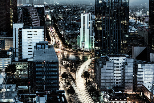 High-rise apartment blocks dotting the skyline of Mexico City a metropolis of over 20 million people. A generic view of urban living that could be from anywhere in the world.