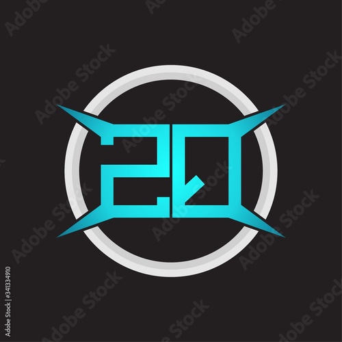 ZQ Logo monogram with circle and four taper shape design template