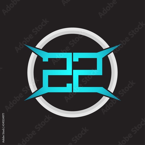 ZZ Logo monogram with circle and four taper shape design template