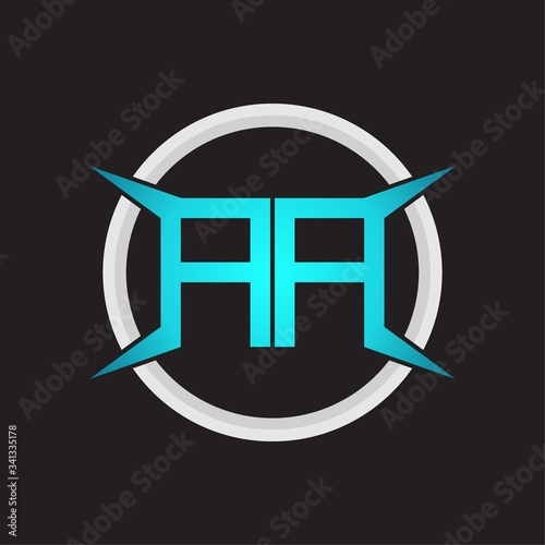 AA Logo monogram with circle and four taper shape design template