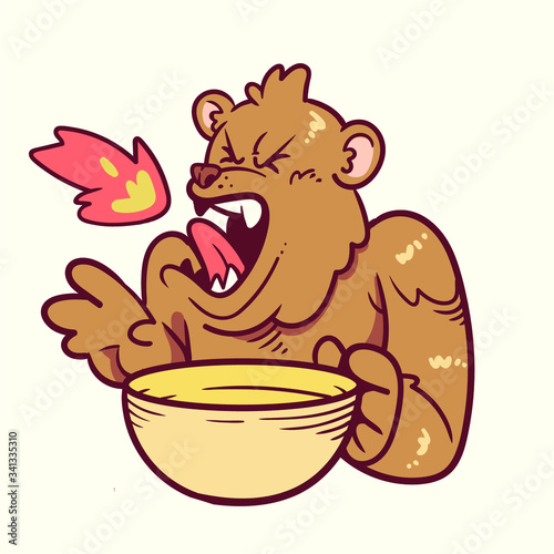 Bear eat spicy food