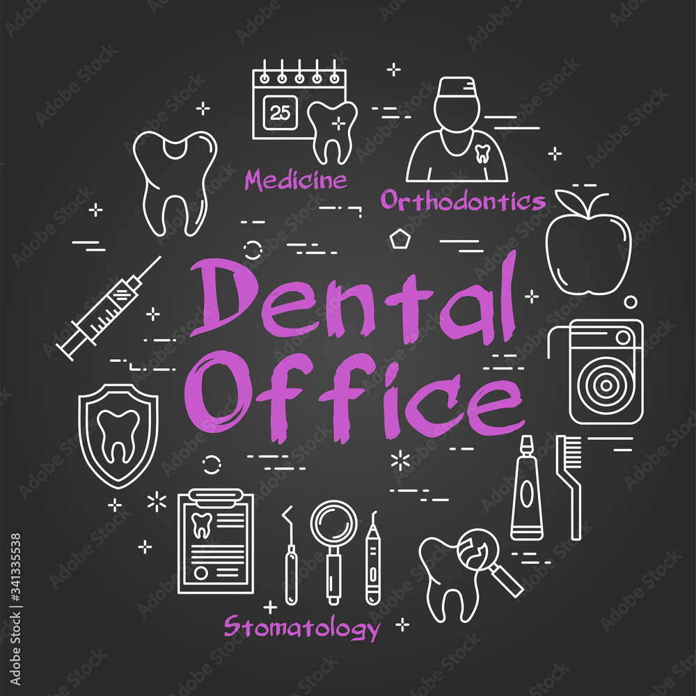 Vector black linear round web banner - Dental Office Vector black linear round web banner - Dental Office