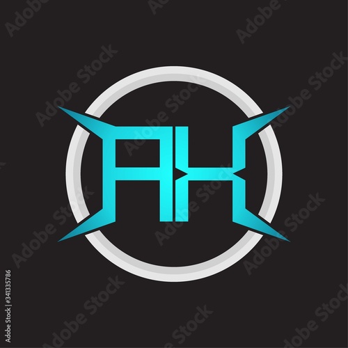 AX Logo monogram with circle and four taper shape design template