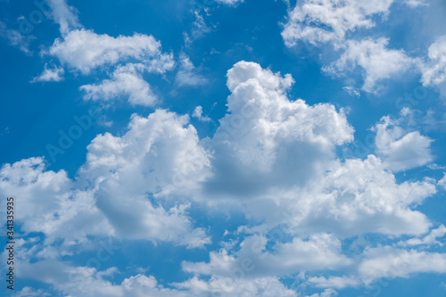 Blue sky background with white clouds, texture