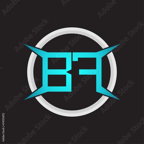 BF Logo monogram with circle and four taper shape design template