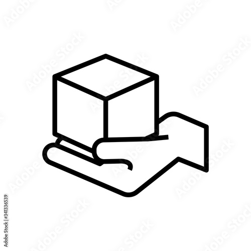 hand lifting box carton delivery line style icon