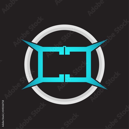 CC Logo monogram with circle and four taper shape design template