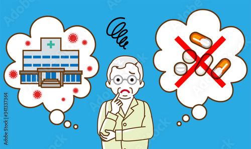 通院リスクを心配するシニア男性　コロナウイルス問題