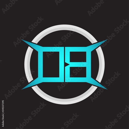 DB Logo monogram with circle and four taper shape design template