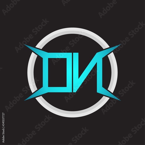 DN Logo monogram with circle and four taper shape design template