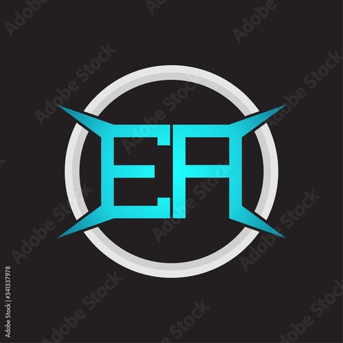 EA Logo monogram with circle and four taper shape design template