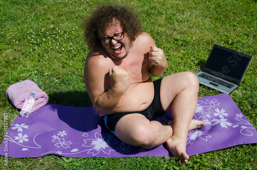 Yoga and a funny guy. photo