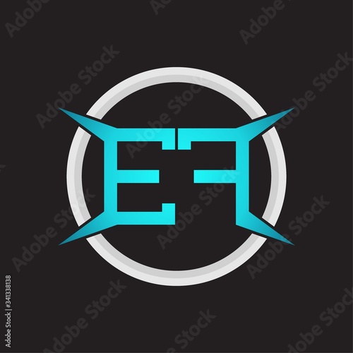 EF Logo monogram with circle and four taper shape design template
