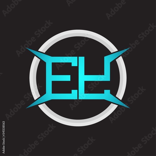 EY Logo monogram with circle and four taper shape design template