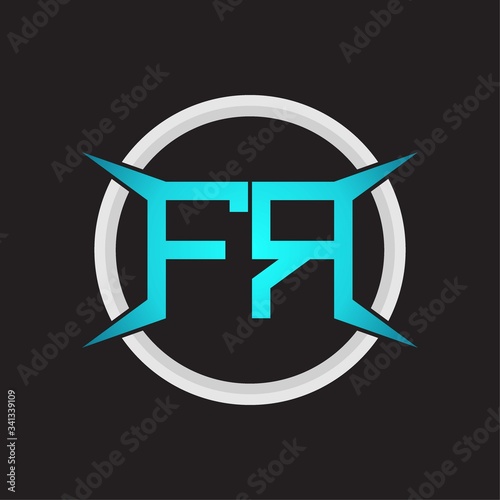 FR Logo monogram with circle and four taper shape design template