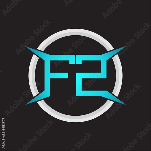 FZ Logo monogram with circle and four taper shape design template