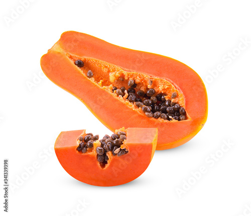 Papaya close up isolated on a white background