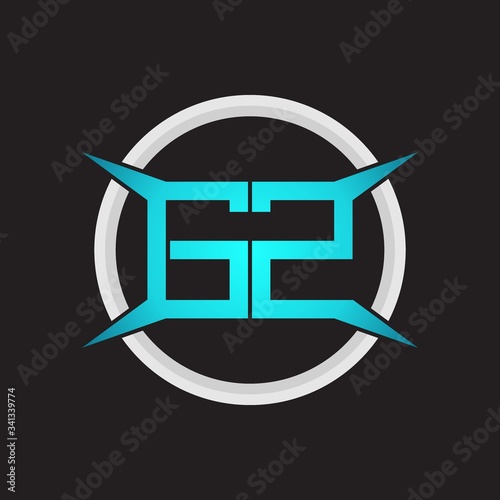 GZ Logo monogram with circle and four taper shape design template