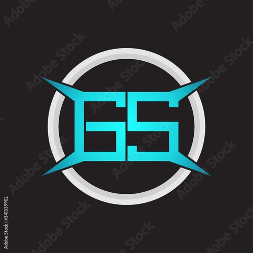 GS Logo monogram with circle and four taper shape design template