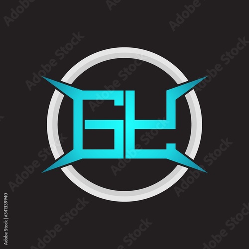 GY Logo monogram with circle and four taper shape design template