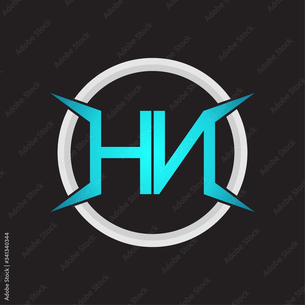 HN Logo monogram with circle and four taper shape design template Stock ...