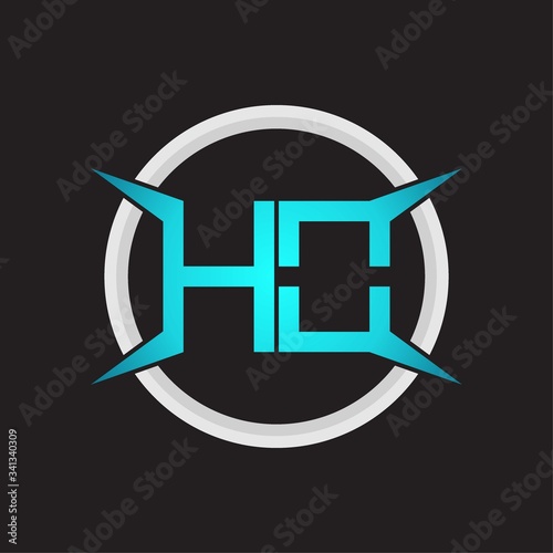 HO Logo monogram with circle and four taper shape design template
