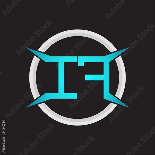 IF Logo monogram with circle and four taper shape design template