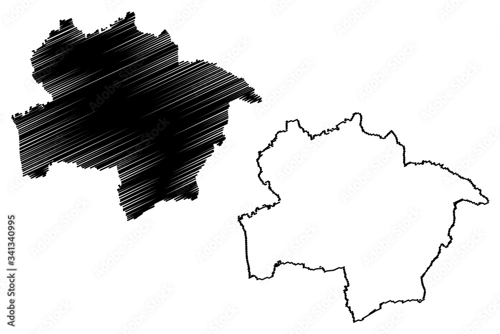 Hamm City (Federal Republic of Germany, North Rhine-Westphalia) map vector illustration, scribble sketch City of Hamm map