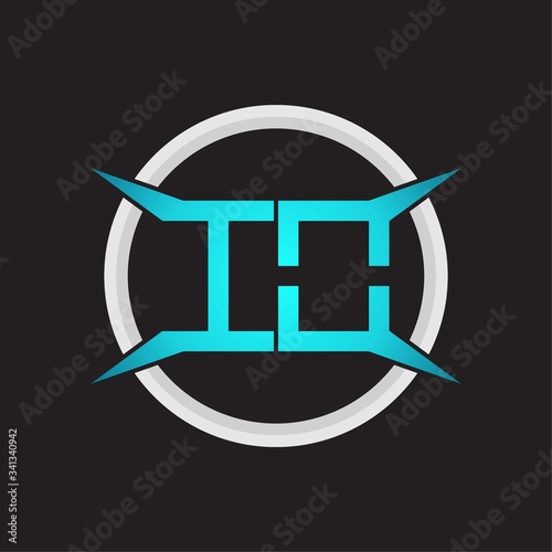 IO Logo monogram with circle and four taper shape design template