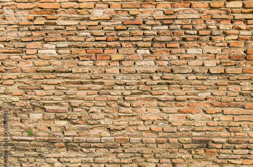 Ancient old brick wall background, construction, red bric wall texture background