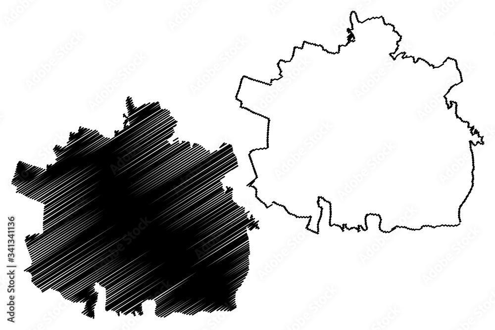 Hradec Kralove City (Czech Republic, Czechia) map vector illustration, scribble sketch City of Hradec Kralove map