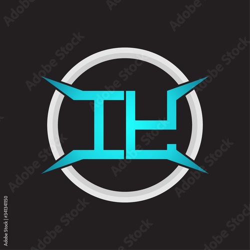 IY Logo monogram with circle and four taper shape design template