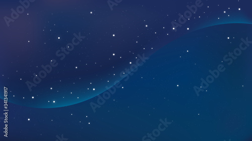 青いグラデーションの美しい星空、宇宙の背景グラフィック素材