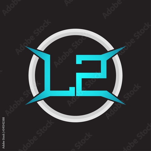 LZ Logo monogram with circle and four taper shape design template