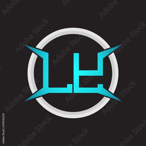 LY Logo monogram with circle and four taper shape design template