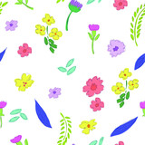 seamless pattern with flowers.flower pattern for textile.small flowers drawing style.flower sketch. colorful flower for wrapping paper.