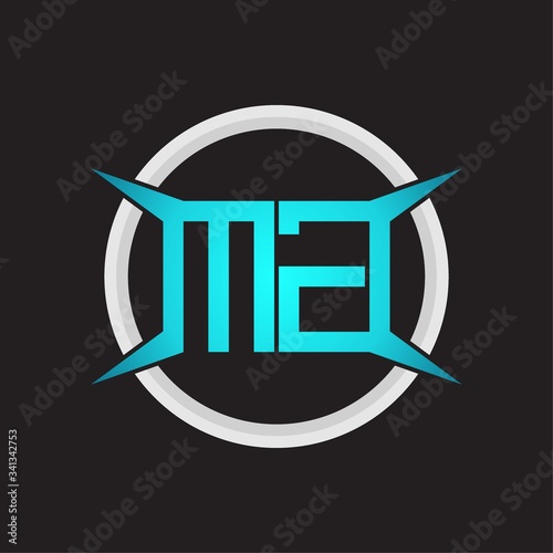 MG Logo monogram with circle and four taper shape design template