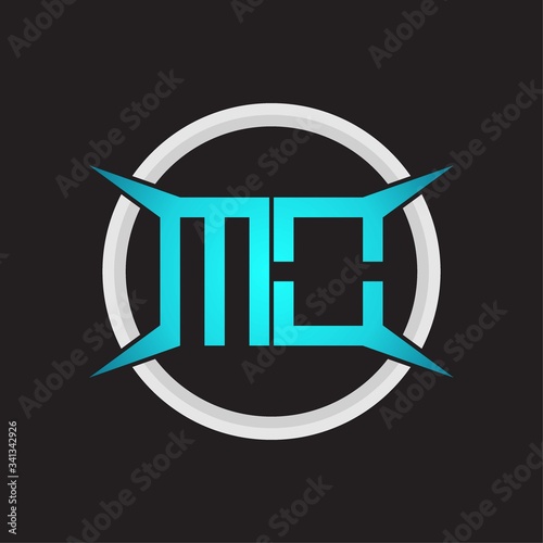 MO Logo monogram with circle and four taper shape design template