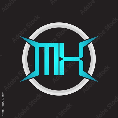 MX Logo monogram with circle and four taper shape design template