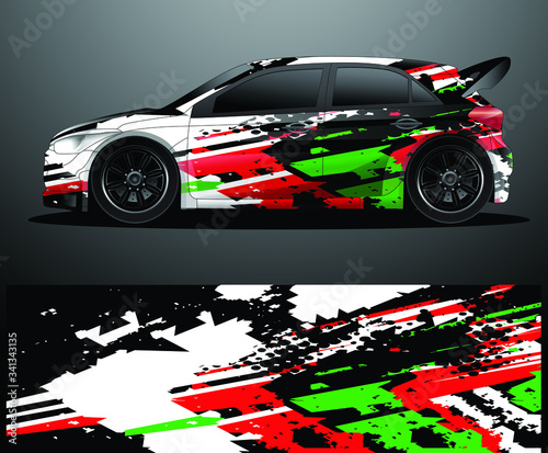 Rally car decal graphic wrap vector, abstract background